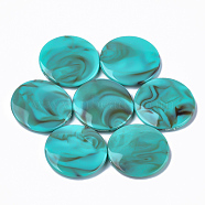 Acrylic Beads, Imitation Gemstone Style, Flat Round, Dark Turquoise, 32x6mm, Hole: 1.6mm, about 140pcs/500g(OACR-T008-01G)
