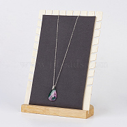 Wood Necklace Displays, Long Chain Display Stand, with Faux Suede, Rectangle, Gray, 18x10x26cm(NDIS-E020-01)