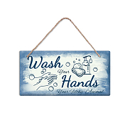 PVC Plastic Hanging Wall Decorations, with Jute Twine, Rectangle with Word Wash Hands, Colorful, Word, 15x30x0.5cm(HJEW-WH0022-015)