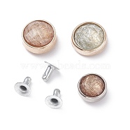 Alloy Rivet Studs, with Acrylic Rhinestone & Iron Screw, for Purse, Bags, Boots, Leather Crafts Decoration, Faceted Flat Round, Mixed Color, 10~12x6~7mm, Hole: 2.6mm(FIND-XCP0001-81)