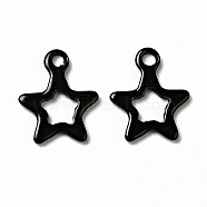 Spray Painted 201 Stainless Steel Charms, Star Charms, Black, 10.5x9x1mm, Hole: 1.2mm(STAS-G304-29A)