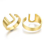 Alloy Cuff Finger Rings, Cadmium Free & Nickel Free & Lead Free, Alphabet, Golden, Letter.U, US Size 8(18.1mm)(X-RJEW-S038-195U-G-NR)