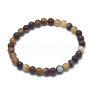 Natural Banded Agate/Striped Agate Bead Stretch Bracelets, Round, 2 inch~2-3/8 inch(5~6cm), Bead: 5.8~6.8mm(X-BJEW-K212-A-003)