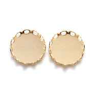 304 Stainless Steel Cabochon Settings, Lace Edge Bezel Cups, Flat Round, Golden, Tray: 10mm, 11x3mm(STAS-P249-16G-G)