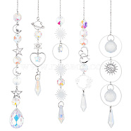 5Pcs 5 Style Clear AB Glass Pendant Decorations, Hanging Sun Catchers, Rainbow Maker, for Home Decoration, Platinum, 305~360mm, 1pc/style(HJEW-GA0001-42)