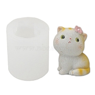 Cat with Flower Food Grade Silicone Molds, Fondant Molds, Resin Casting Molds, for Chocolate, Candy, UV Resin & Epoxy Resin Decoration Making, Random Single Color or Random Mixed Color, 44x58mm, Inner Diameter: 28x34mm(DIY-M031-33)