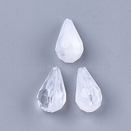 Acrylic Beads, Imitation Gemstone, Faceted, teardrop, Clear & White, 22x12x11.5mm, Hole: 1.2mm, about 355pcs/500g(OACR-S028-043)