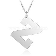 201 Stainless Steel Initial Pendants Necklaces, with Cable Chains, Letter, Letter.Z, 17.7 inch(45cm)x1.5mm, letter: 29.5x25x1.5mm(NJEW-S069-JN005-Z)