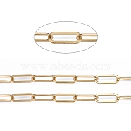 304 Stainless Steel Paperclip Chains, Drawn Elongated Cable Chains, Unwelded, with Spool, Golden, 16x6.5x1mm, about 32.8 Feet(10m)/roll(CHS-F011-01A-G)