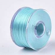 Special Coated Polyester Beading Threads for Seed Beads, Cyan, 0.1mm, about 50yards/roll(OCOR-R038-20)