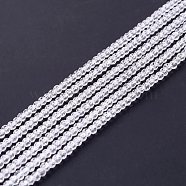 Transparent Glass Beads Strands, Faceted, Round, White, 2mm, Hole: 0.6mm, about 182~201pcs/strand, 14.57~15.24 inch((37~38.7cm)(GLAA-C019-01A-11)