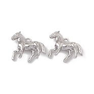 Brass Pendants, Horse Charms, Real Platinum Plated, 16x19x5mm, Hole: 1.5mm(KK-K271-21P)