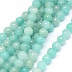 Natural Amazonite Beads Strands, Round, 6mm, Hole: 0.6mm, about 69~71pcs/strand, 15.3~15.7 inch(39~40cm)(G-F602-02-6mm)