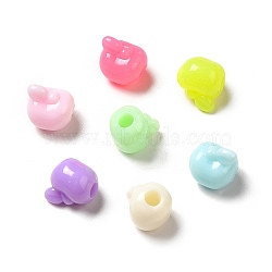 Macaron Color Opaque Acrylic Beads, Apple, Mixed Color, 9x9x8mm, Hole: 3mm, about 2000pcs/500g(MACR-J122-10)