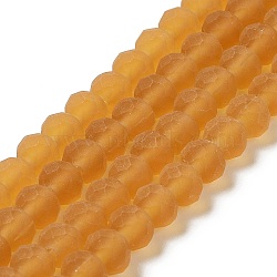 Transparent Glass Beads Strands, Faceted, Frosted, Rondelle, Goldenrod, 10mm, Hole: 1mm(EGLA-A034-T10mm-MD04)