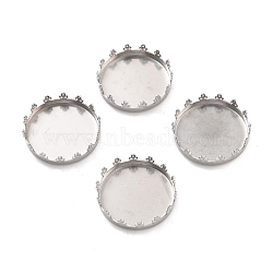 316 Surgical Stainless Steel Cabochon Tray Settings, Serrated Edge Bezel Cups, Flat Round, Stainless Steel Color, 20.5x5mm(STAS-I187-05D-P)