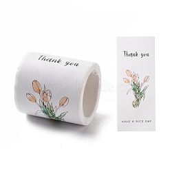 Self-Adhesive Roll Stickers, for Party Decorative Presents, Rectangle, Flower Pattern, 55x64mm, sticker: 150x59mm, 50pcs/roll.(DIY-A031-13)