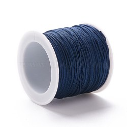 Braided Nylon Thread, DIY Material for Jewelry Making, Dark Blue, 0.8mm, 100yards/roll(NWIR-K013-A09)