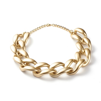 CCB Plastic Curb Chain Necklace, Chunky Link Chain Necklace for Women, Gold, 19.69 inch(50cm)