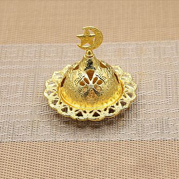 Alloy Incense Burners Tower Censer Holder, Hollow Buddhism Aromatherapy Furnace Home Decor, Golden, 70x70mm