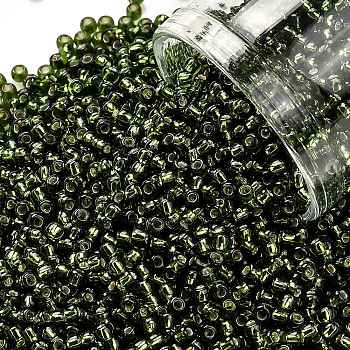 TOHO Round Seed Beads, Japanese Seed Beads, (37) Silver Lined Olivine, 11/0, 2.2mm, Hole: 0.8mm, about 5555pcs/50g
