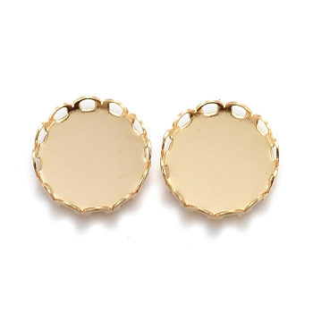 304 Stainless Steel Cabochon Settings, Lace Edge Bezel Cups, Flat Round, Golden, Tray: 10mm, 11x3mm