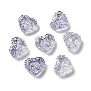Glass Beads, Heart with Bowknot, Light Steel Blue, 14x16x7.5mm, Hole: 1.2mm