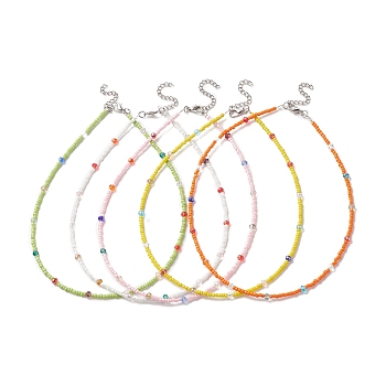 Glass Seed Beaded Necklace for Women, Mixed Color, 14.76 inch(37.5cm)
