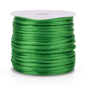 Nylon Cord, Satin Rattail Cord, for Beading Jewelry Making, Chinese Knotting, Lime Green, 1mm, about 32.8 yards(30m)/roll