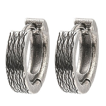 316 Surgical Stainless Steel Hoop Earrings, Antique Silver, 15x16.5x4.5mm