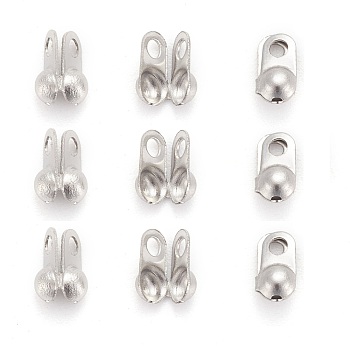 304 Stainless Steel Bead Tips, Calotte Ends, Clamshell Knot Cover, Stainless Steel Color, 5x2.5mm, Hole: 1mm