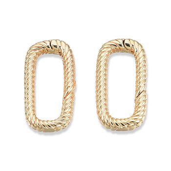 Brass Spring Gate Rings, Cadmium Free & Nickel Free & Lead Free, Twisted Oval, Real 18K Gold Plated, 18x9x2.5mm