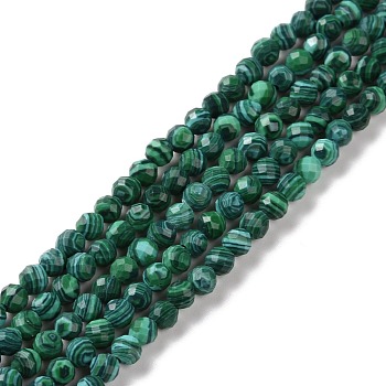 Synthetic Malachite Beads Strands, Faceted, Round, 3mm, Hole: 0.8mm, about 136pcs/strand, 15.55 inch(39.5cm)