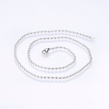 304 Stainless Steel Ball Chain Necklaces, with Lobster Claw Clasps, Stainless Steel Color, 16.5 inch(42cm), 2mm