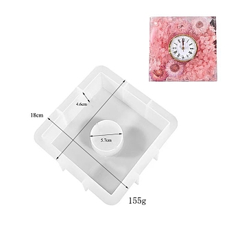 DIY Silicone Clock Display Decoration Molds, Resin Casting Molds, for UV Resin, Epoxy Resin Craft Making, Square, 180x180x46mm, Inner Diameter: 57mm