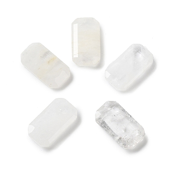 Natural Quartz Crystal Cabochons, Rock Crystal Cabochons, Faceted Rectangle, 15x8.5x3.6mm