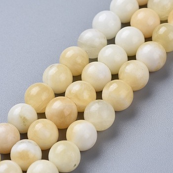 Natural Honey Jade Beads Strands, Round, 8~8.5mm, Hole: 0.8mm, about 46pcs/strand, 14.96 inch(38cm)