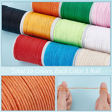 10 Rolls 10 Colors Waxed Cotton Cords(YC-WH0012-01)-4