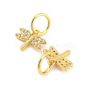 Brass Micro Pave Clear Cubic Zirconia Charms(ZIRC-L091-073G)-2
