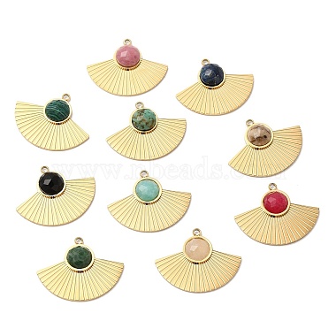 Real 24K Gold Plated Fan Mixed Stone Pendants