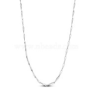 SHEGRACE Rhodium Plated 925 Sterling Silver Link Chain Necklaces, with Spring Ring Clasps, Platinum, 15.74 inch(40cm)(JN986A)