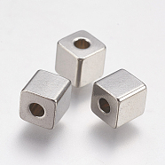 304 Stainless Steel Beads, Cube, Stainless Steel Color, 5x5x5mm, Hole: 2mm(STAS-F195-027P-5x5mm)
