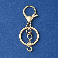 Alloy Initial Letter Charm Keychains, with Alloy Clasp, Golden, Letter S, 8.5cm(KEYC-YW00006-19)