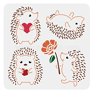 PET Hollow Out Drawing Painting Stencils, for DIY Scrapbook, Photo Album, Hedgehog Pattern, 300x300mm(DIY-WH0402-066)