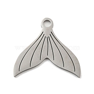 304 Stainless Steel Pendants, Laser Cut, Stainless Steel Color, Ocean Animal Charm, Fish Tail, 23x25x1mm, Hole: 3mm(STAS-B056-10P-06)