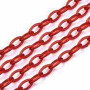 Handmade Transparent ABS Plastic Cable Chains, Oval, Red, 19.29 inch~19.68 inch(49~50cm), Link: 13x7.5x1.5mm(X-KY-S166-001D)