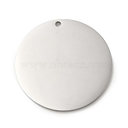 304 Stainless Steel Pendants, Stamping Blank Tag, Flat Round Charm, Stainless Steel Color, 35x1.5mm, Hole: 2mm(STAS-K270-28C-P)