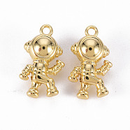 Rack Plating Alloy Pendants, Cadmium Free & Lead Free, Spaceman, Light Gold, 18.5x11x7mm, Hole: 1.6mm(PALLOY-N155-93-RS)