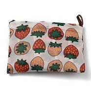 Foldable Eco-Friendly Nylon Grocery Bags, Reusable Waterproof Shopping Tote Bags, with Pouch and Bag Handle, Strawberry Pattern, 52.5x60x0.15cm(ABAG-B001-26)