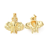 Rack Plating Brass Pave Cubic Zirconia Pendants, Lead Free & Cadmium Free, Long-Lasting Plated, Elephant Head Charm, Real 18K Gold Plated, 25x23x9mm, Hole: 4x3.5mm(KK-O142-28G)